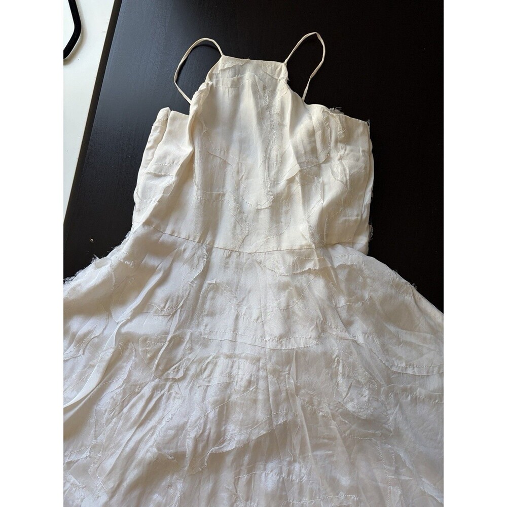 Misha 100% Silk Ivory Textured Dress Sz 8 Bridal Rehearsal Court Initiation Grad - Picture 12 of 12